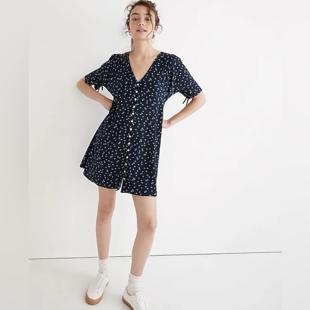 Madewell silk tie sleeve button front dress